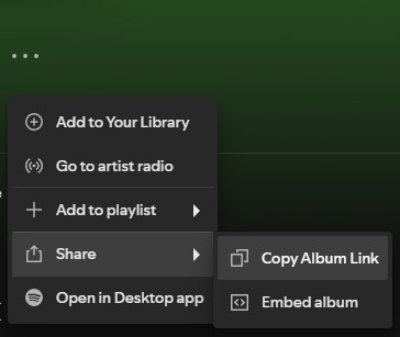 Getting Spotify Album Link