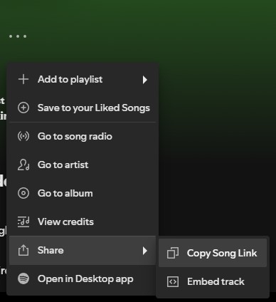 Getting Spotify Track Link